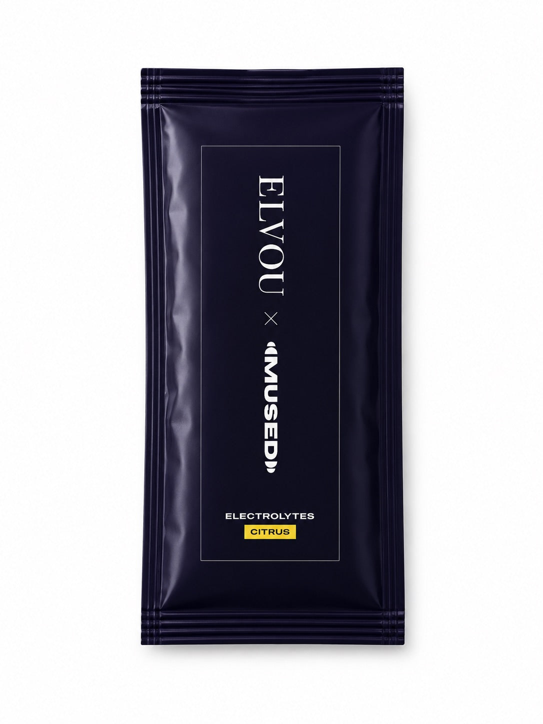 ELVOU x MUSED electrolytes citrus sachet, front